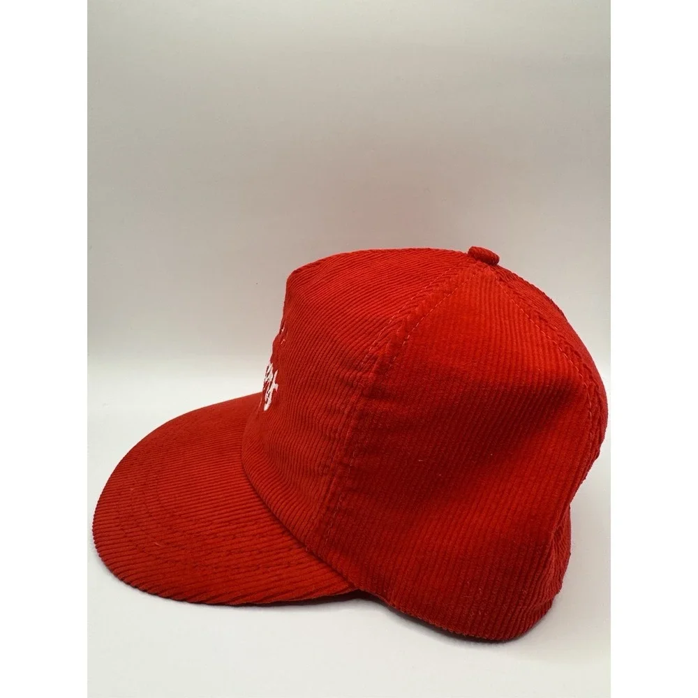 VTG Nebraska Huskers Corduroy Snapback Hat USA Made Red Cap OSFA